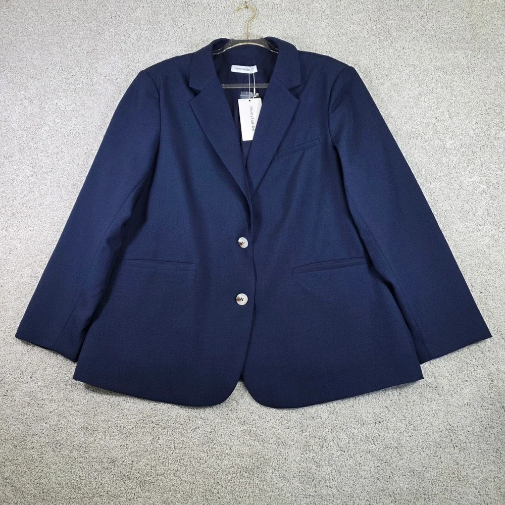 Pretty Garden NWT Blazer Womens‎ XL Navy Blue Oversized Career Office Wear